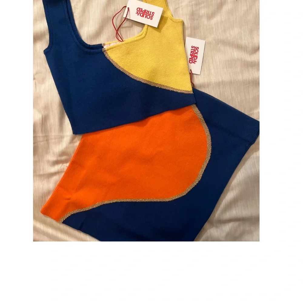 Solid & Striped Kimberly SET, Top & Skirt Color Block Matching Set, NEW